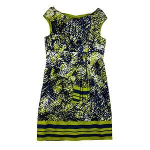Adrianna Papell Cap Sleeve Sheath Dress Womens 16 Abstract Geometric Print Lined